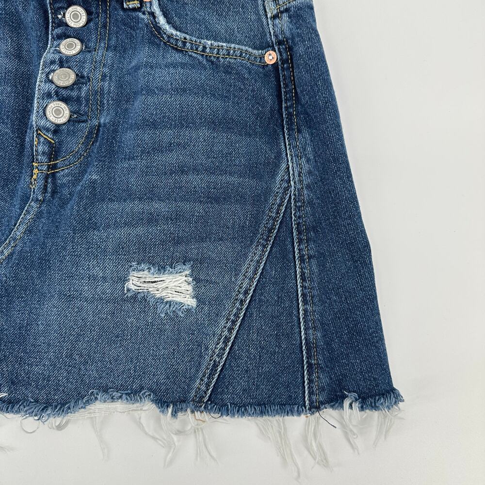 Free People We The Free Button Fly Distressed Raw Hem A-Line Mini Skirt Women 26 - Picture 5 of 9